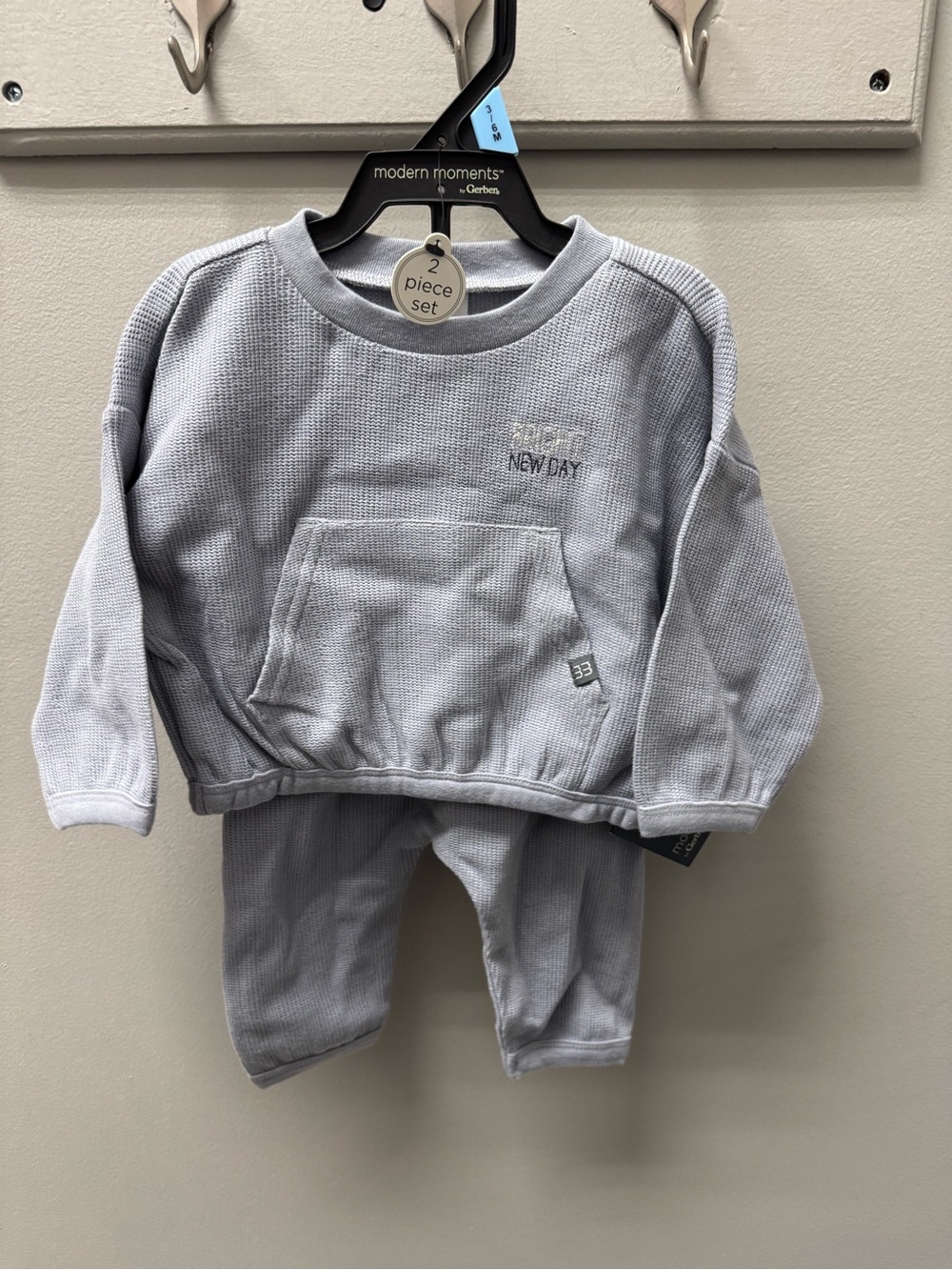Gerber Light Gray‎ Waffle Knit Kids 2-Piece Set